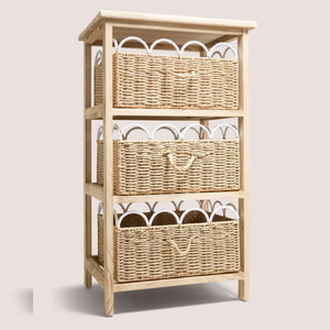 ลิ้นชักไม้และหญ้าทะเลทรงหอยเชลล์ ดีไซน์สวยงามและใช้งานได้จริง สำหรับจัดเก็บของใช้จำเป็นในครัว - Product Image 1