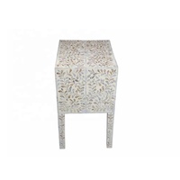 Table d'appoint en nacre à motif floral de haute qualité avec 2 tiroirs Table de chevet faite à la main Table d'appoint de salon