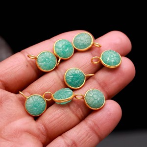 จี้หินอะเมโซไนต์รูปดอกไม้แกะสลักด้วยมือ พร้อมตัวเรือนเงินแท้ 925 สำหรับทำเครื่องประดับ ขายส่ง - Product Image 1