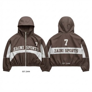 <b>Men</b> Windbreaker <b>Jacket</b> Premium 100% Polyester Canvas Waterproof Windproof Breathable Plain Dyed Brown <b>White</b> Panel Design Custom - Product Image 1