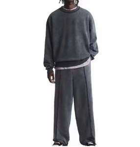 Conjunto Deportivo Ligero de 400g, 100% Algodón Felpa, Transpirable, Estilo Vintage, Sudadera con Capucha y Pantalones Jogger, Unisex, Color Piedra, para Invierno - Product Image 2