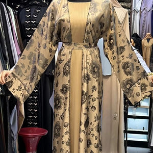 Wholesale Umbrella Abaya Stone Work Handmade Sequined Arabic Dubai Style Full Flare Nida Fabric Evening Party Dress - Product Image 1