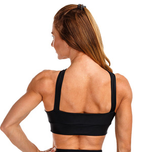 Sujetador deportivo acolchado transpirable para mujer con diseño de logo personalizado, soporte medio, espalda cruzada, 100% nailon, tipo top de yoga - Product Image 6