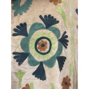 Hand Embroidered Velvet Knitted Cotton <b>Jacket</b> Women <b>Mandarin</b> <b>Collar</b> Full Sleeve Floral Pattern Open Front Prairie Winter/Spring - Product Image 5