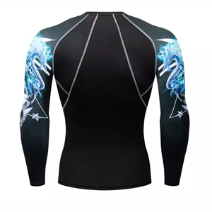 Camiseta Rash Guard de MMA y BJJ para Hombre, Adulto, Verano, Transpirable, Manga Larga, Estampado Digital, Spandex/Poliéster, Marca Fortleo - Product Image 2