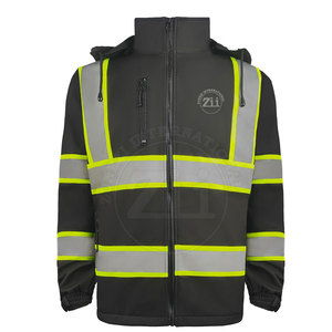 Outdoor Use ANSI Class 1 Waterproof LED Flash Breathable Comfortable Stand Collar Safety <b>Hi</b>-<b>Vis</b> Reflective <b>Softshell</b> <b>Jacket</b> Plus - Product Image 1