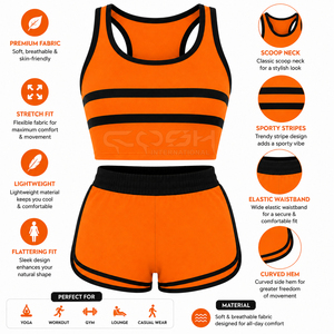 Ensemble de shorts sportifs 2 pièces Cosh International Sorority Sisterhood Orange, sans manches, tricoté, respirant, col rond, au-dessus du genou - Product Image 6