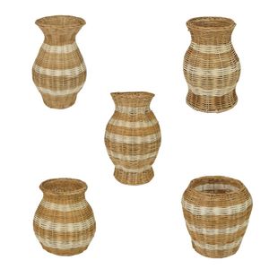 Vietrustic <b>Vintage</b> Two Color Floral <b>Vase</b> Rattan <b>Vase</b> For Table Décor Plant <b>Vase</b> - Product Image 1