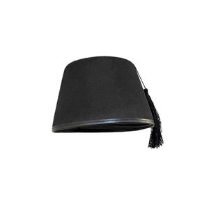 Sombrero Fez Shriner Negro con Borlas, Bordado a Mano en Fieltro Rojo, Clásico, Color Granate, Precio Económico en Venta - Product Image 4