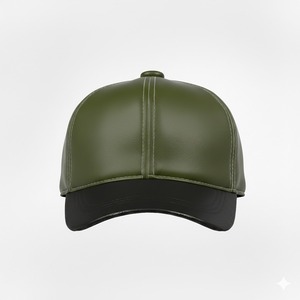 Gorra de béisbol unisex de cuero verde oliva, informal, de colores sólidos, talla para adultos 58-60C - Product Image 1