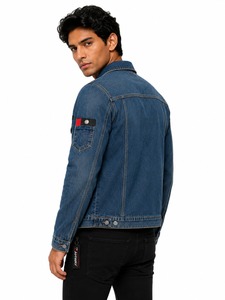 New Arrival <b>Men</b> <b>Denim</b> <b>Jacket</b> Classic Blue Wash Button Closure Stylish Everyday Outerwear For Modern Casual Wears - Product Image 5