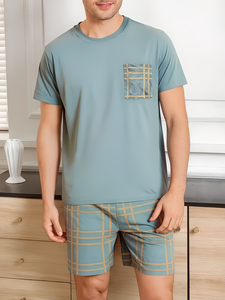 MEN/WOMEN Luxury Summer Plus Size Couple Style Short Sleeve Short Shorts Pockets Solid Color Top Shorts Set Bangladesh - Product Image 3