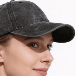 Washed Cotton Baseball Cap 6-Panel Adjustable Solid Color Unisex Casual <b>Hat</b> Black <b>Purple</b> - Product Image 6