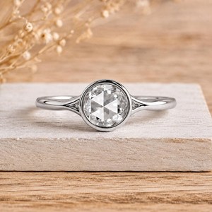 Bague de mariage solitaire en or massif 10K 14K 18K avec diamant de laboratoire taille rose rond, certifié IGI, couleur DEF, clarté VS VVS, vente en gros - Product Image 2