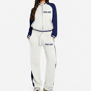 Nouvel article : Ensemble de survêtement color-block pour femme – Veste zippée à manches longues et pantalon de jogging – Tenue de sport décontractée deux pièces coupe ample - Product Image 4
