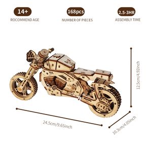 Kit Modello Moto 3D in Legno, Puzzle Unico Fai-da-Te per Bambini, Regalo di Natale Perfetto - Product Image 2