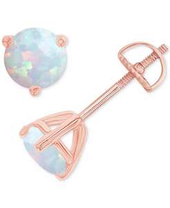 Orecchini a vite in solitario rotondi opale coltivati in laboratorio (5/8 ct. T. w.) | Del primato - Product Image 3