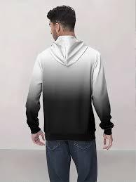 Sudadera Extra Grande con Efecto Teñido por Inmersión de Primera Calidad |   Sudadera minimalista con transición en tonos grises |   Top moderno con capucha y efecto degradado en contraste - Product Image 4