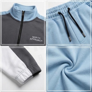 Conjunto de yoga de 2 piezas North Approach con cremallera frontal completa, bloques de color y forro polar, ropa deportiva - Product Image 4