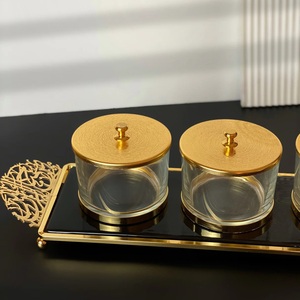 Juego de servir de cristal estilo árabe, bellamente elaborado para una hospitalidad elegante y una presentación gastronómica refinada, tarro de almacenamiento árabe. - Product Image 4
