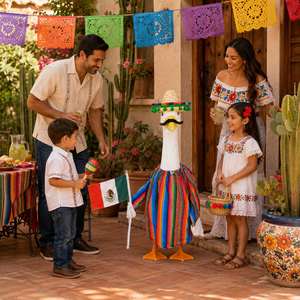 Decoración de Jardín para el Cinco de Mayo: Sombrero, Bigote, Bandera Mexicana y Ganso - Product Image 5