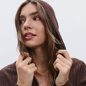 Women's Knitted Hooded Crop <b>Top</b> Long Sleeve <b>Zipper</b> Front Casual Cardigan Solid Color All Seasons Wear - Product Image 4