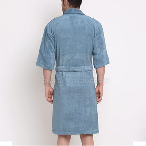 Peignoir en coton éponge pour homme, à manches longues, respirant, doux, avec ceinture, pour la maison, l'hôtel, le spa, la piscine, les vacances, pratique - Product Image 2