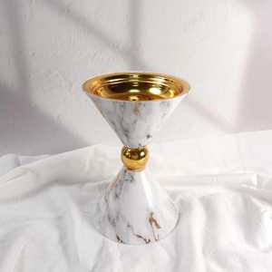 Marble Gold <b>Hourglass</b> Shape Holder Dual Conical Sections Spherical Connector Bowl Top Golden Interior Elegant Household Piece - Product Image 1