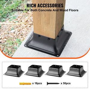 Staffa per Palo in Acciaio Verniciato a Polvere 4x4 per Carichi Pesanti, 4 Pezzi, Interno 3.6"x3.6", Adatta per Ancoraggio Standard di Pali in Legno per Decking - Product Image 5