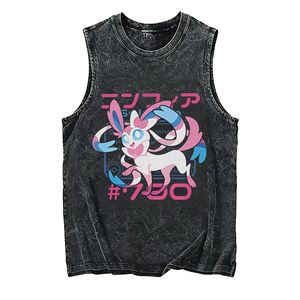 Camiseta sin mangas para hombre 2026, transpirable, de punto, informal, oversize, estilo vintage lavado, con estampado de anime, ecológica, de secado rápido, cuello redondo, para yoga, deportes y verano - Product Image 4