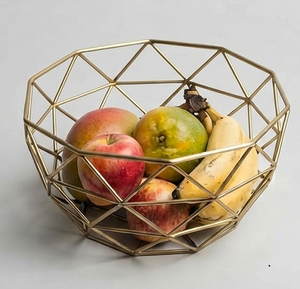Cesta de Almacenamiento Metálica Geométrica, Estilo Vintage, Bañada en Oro Rosa, Cesta para Frutas, Decoración para el Hogar, Vajilla - Product Image 4