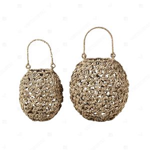 Lanterne sphérique nordique en jonc de mer, porte-bougie suspendu avec corde, lanterne de jardin en verre, support de bougie, lumière décorative intérieure - Product Image 3