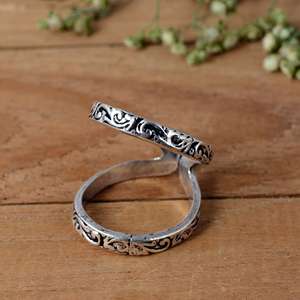 Handmade 925 Sterling <b>Silver</b> Patterned Arthritis Splint <b>Ring</b> - <b>Adjustable</b> Swan Neck PIP/DIP Support - Product Image 3