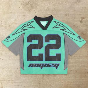 OEM Custom Manufacturer Sports Vintage Streetwear Cropped Mesh t Shirt Striped Sleeve Tee Football Boxy Jersey for <b>Men</b> - Product Image 1