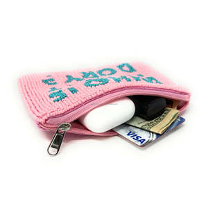 Seed <b>Beads</b> Slogan Coin Pouch Hunky Dory Hand Embroidered Zipper Wallet Custom Text Clutch Unisex Handmade Hip Hop Compact - Product Image 4