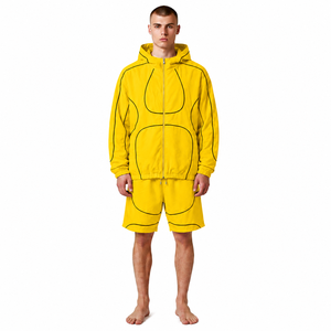 Ensemble deux pièces unisexe personnalisé style streetwear printemps, survêtement coupe-vent en nylon motif léopard style urbain lourd - Product Image 4