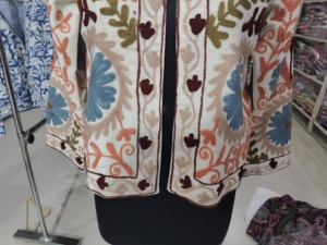Women's Mandarin Collar Three Quarter Sleeve Embroidered Floral Jacket Cotton Woven Spring Prairie Chic Hand Embroidery <b>gift</b> - Product Image 5