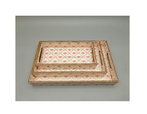 ถาดเสิร์ฟไม้ทำด้วยมือพร้อมดีไซน์ที่เป็นเอกลักษณ์ของตกแต่งบ้านหรูหราสำหรับห้องครัวและรับประทานอาหารถาดพิมพ์ลายสำหรับใส่อาหารและเครื่องดื่ม - Product Image 1