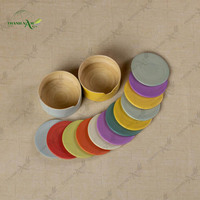 Juego de Posavasos y Cenicero de Bambú con Diseño Moderno de Planta, Impresión UV, Duradero, Ecológico, Decoración para el Hogar, Ideal para Regalos Promocionales