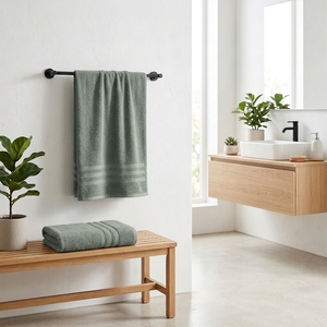 <b>Bath</b> <b>Towel</b> <b>Set</b> Soft Absorbent Zero Twist Cotton <b>Towels</b> Sage White Three Stripe Design for Home Hotel Spas Bathroom Gift Uses - Product Image 6