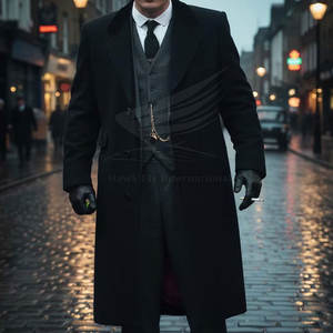 Manteau long pour homme de style luxueux, tissu en laine respirant, design classique, service OEM personnalisable, prix de gros pour l'exportation - Product Image 3