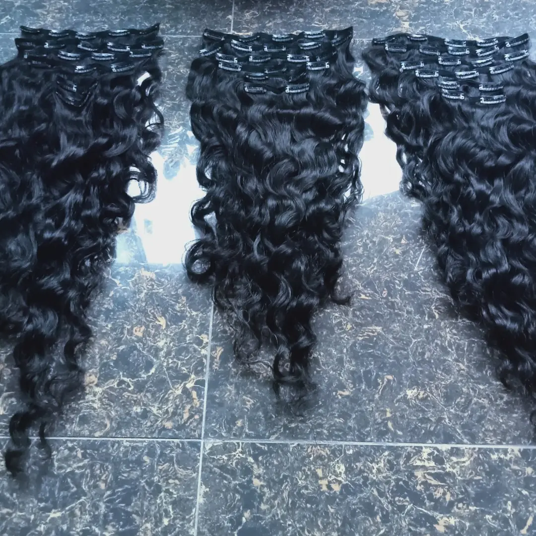 Hot Selling Natural Wave Double Drawn Vollkopf clip aus 100% Echthaar verlängerung aus vietnam esi schem Rohhaar