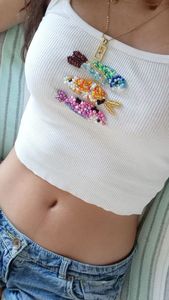 เสื้อกล้ามปักลายดีไซน์เก๋สำหรับผู้หญิง ประดับด้วยงานปักลูกปัดทำมือสวยงามและดีไซน์ไร้แขนทันสมัย - Product Image 2
