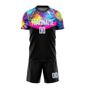 Tenues de football personnalisées pour hommes, 100% polyester respirant, impression par sublimation, nom et numéros d'équipe, ensembles de maillots de football - Product Image 2