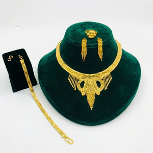 Juego de Joyería de 4 Piezas para Mujer, Hecho a Mano, Chapado en Oro de 24K, Cobre y Latón, para Compromiso, Boda, Aniversario, Fiesta y Uso Diario, Regalo - Product Image 3