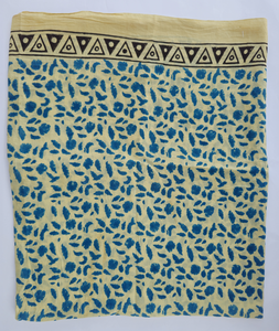 Hand Block Print Cotton <b>Sarong</b> Wrap Beige Floral Beach Pareo Indian Handmade Cover Up Boho Summer Scarf Lightweight Vacation - Product Image 5