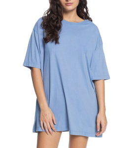 Damen Oversize-T-Shirt mit Rundhalsausschnitt, einfarbig, locker geschnitten, Kurzarm, mittellang, 100% Baumwolle, atmungsaktiver Jersey-Stoff, Frühling/Sommer - Product Image 1