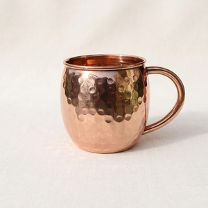 Wholesale Handcrafted Hammered Copper Moscow Mule Mug with Ergonomic Brass Handle Stainless Steel Lined <b>Cold</b> Drink <b>Cup</b> for Bar - Product Image 4