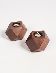 Handmade Wooden Tea Light <b>Candle</b> Holder Rustic Geometric Design Decorative Home Table Centerpiece Decor - Product Image 5