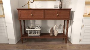 Mesa Consola Tradicional de Madera Maciza con Estante de Almacenamiento, Mueble para Recibidor, Sala de Estar o Pasillo, Diseño Antiguo - Product Image 3